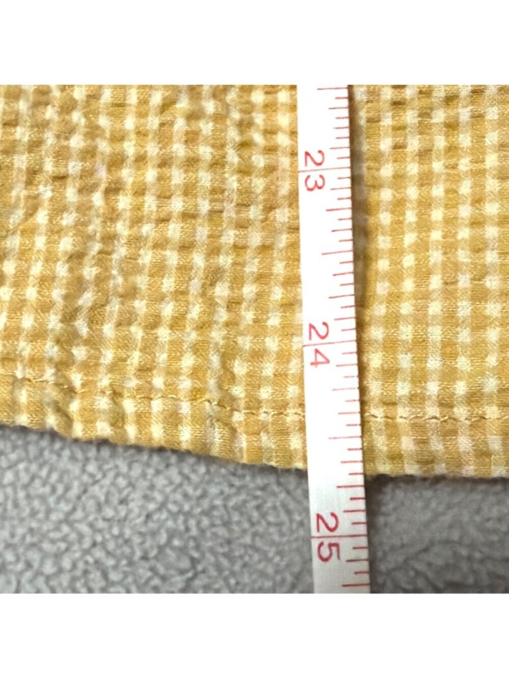 Vtg Seersucker Woolrich XL Sleeveless Button-Up Yellow Gingham Shirt Casual - Picture 6 of 6